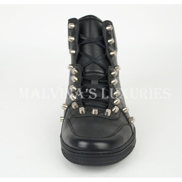 GUCCI SNEAKERS BLACK LEATHER HIGH TOP STUDDED SHOES sz 9.5G / converts to US 10 - Picture 7 of 12